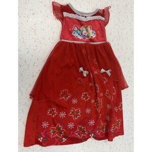 Girls Disney Princess Red Christmas Nightgown 3T Dress Pajamas PJS‎